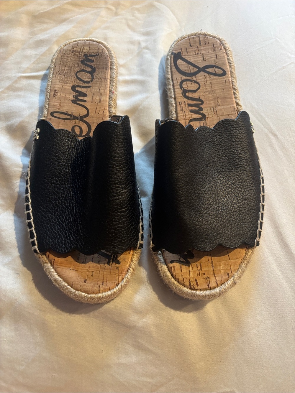 Sam Edelman Black Scalloped Slide Sandals - Women's Espadrille Slides